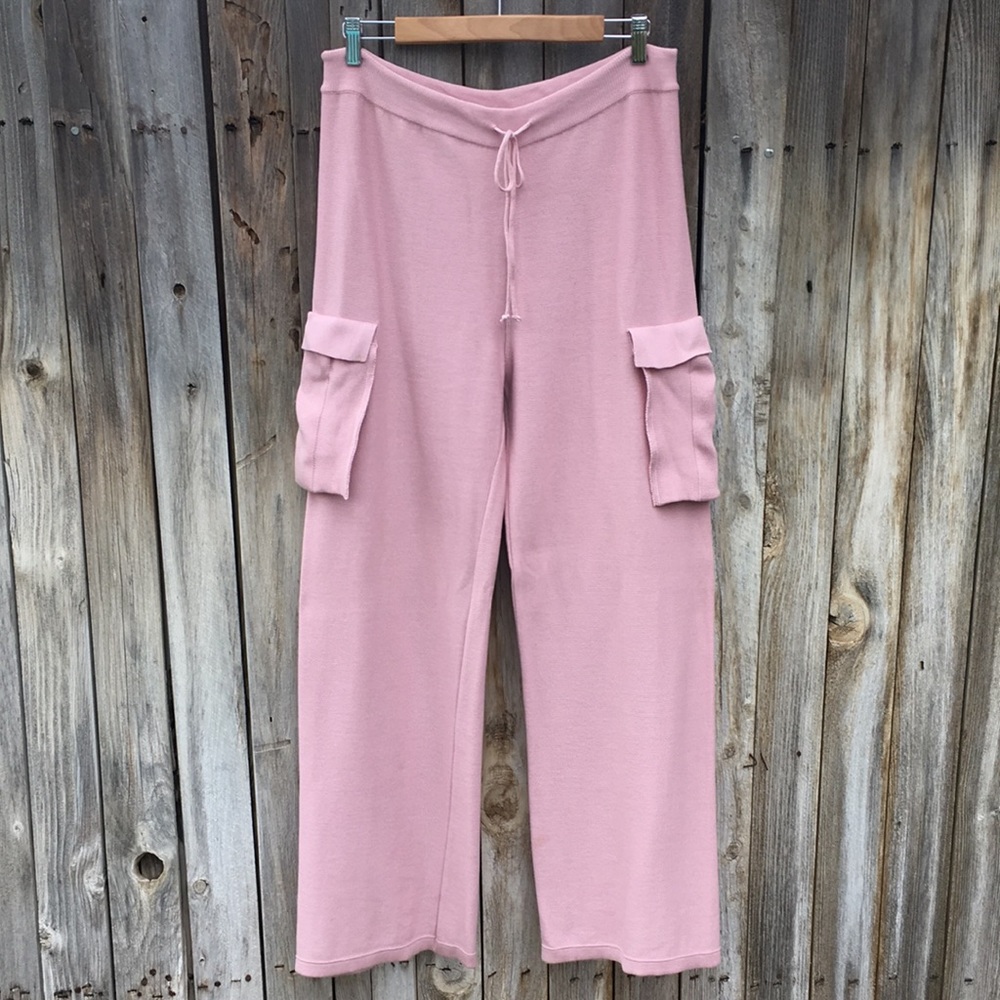 Sonya Rykiel Paris Vintage Y2K Knit Cargo Pants Cotton Pink 40